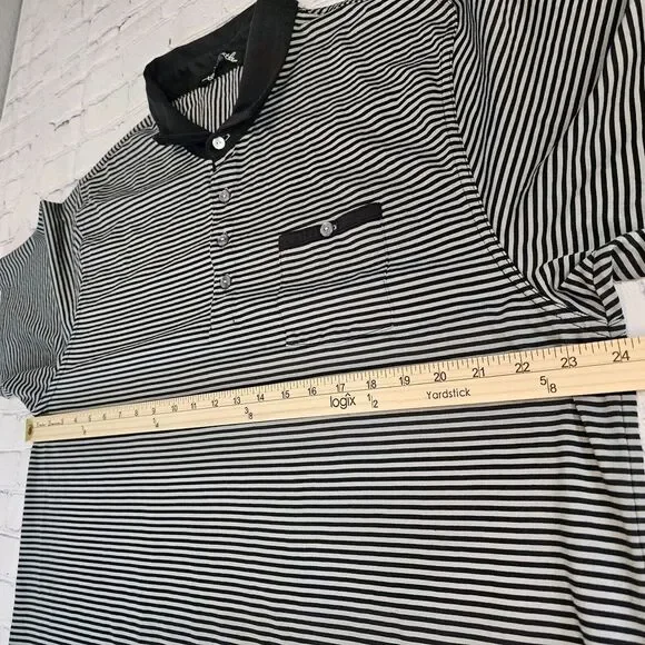 Travis Mathew Mens 2XL XXL Striped Golf Polo Shirt Black Short Sleeve Stretch - Picture 10 of 11